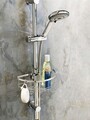 Suport pentru accesorii dus, Wenko, Shower Rod Caddy Floresta, 26 x 15.5 x 8 cm, metal/plastic, gri