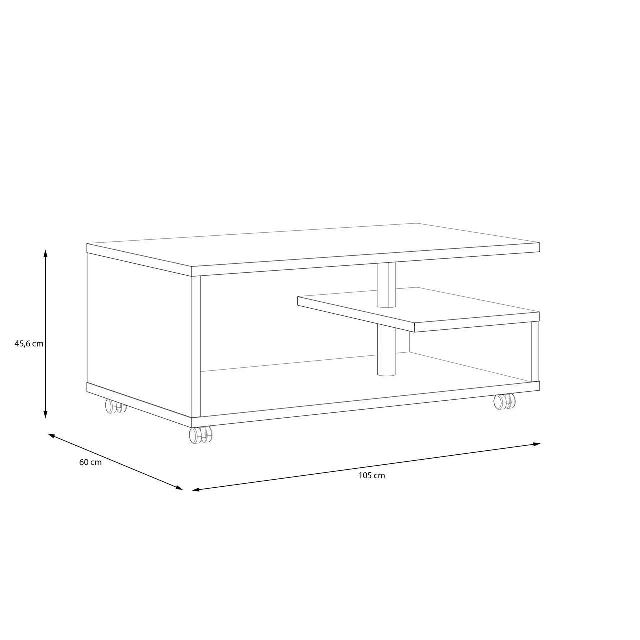 Masuta de cafea Bergen, Bedora, 105x60x45.6 cm, PAL, gri/alb