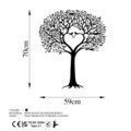 Decoratiune de perete, Love Tree, Metal, Dimensiune: 59 x 70 cm, Negru