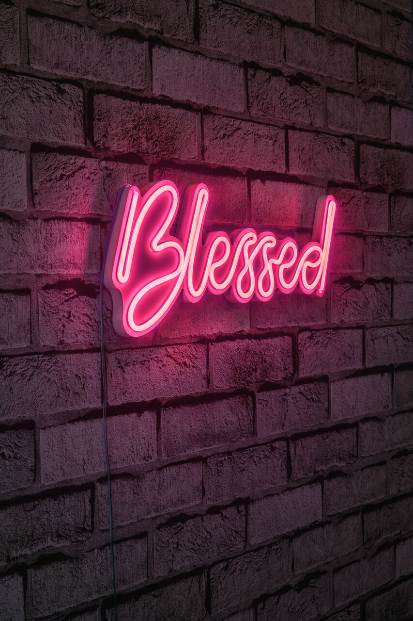 Decoratiune luminoasa LED, Blessed, Benzi flexibile de neon, DC 12 V, Roz