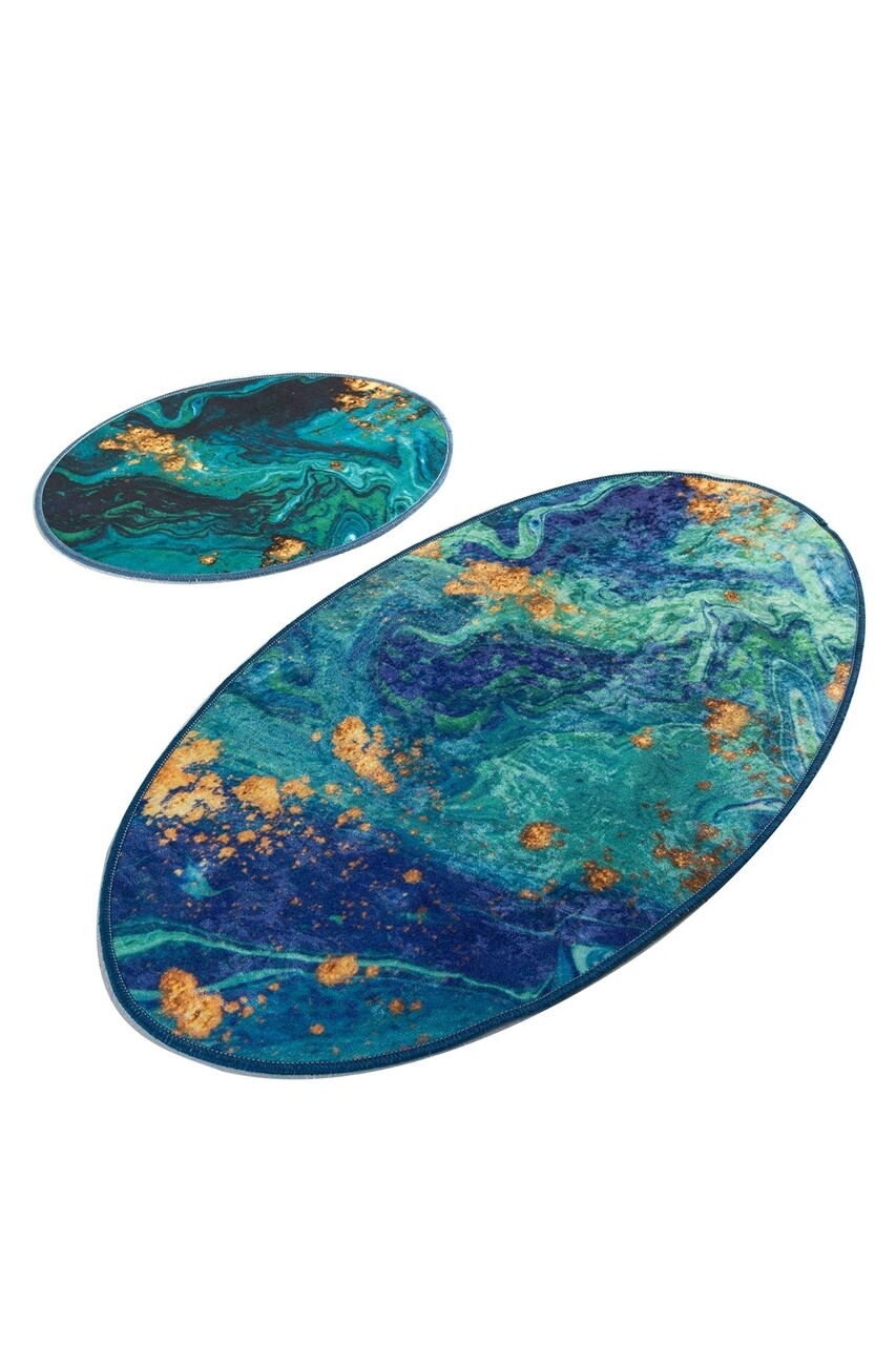 Set 2 covorase de baie Marbling, Chilai, 50x60 cm/60x100 cm, multicolor - 1 | YEO