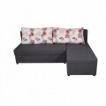 Coltar extensibil reversibil Modena Grey Roses Flower 206x145x80 cm cu lada de depozitare