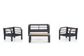 Set mobilier de gradina, Clara, Assento Gri 2+1+1+S, Gri/Negru