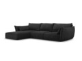 Coltar stanga 4 locuri, Kaelle, Micadoni Home, BL, 308x171x85 cm, poliester chenille, negru