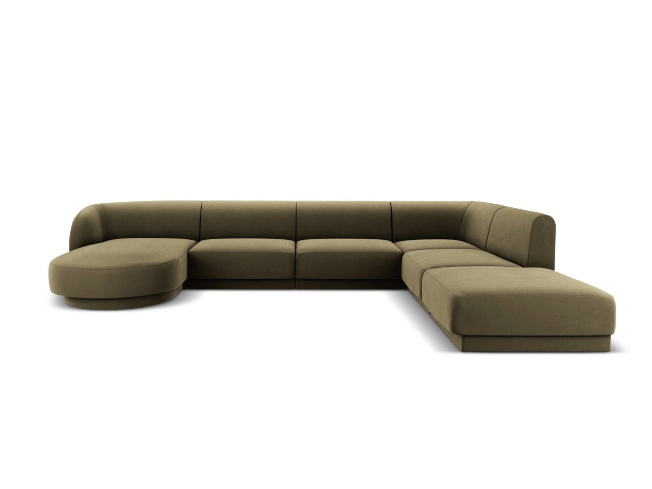 Coltar panoramic dreapta 6 locuri, Miley, Micadoni Home, BL, 327x245x74 cm, catifea, verde