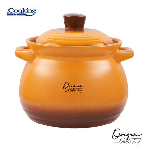 Oala cu capac 6 L, ORIGINI by Chef Nicolai Tand, Cooking by Heinner, ceramica, portocaliu degrade