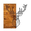 Decoratiune de perete, Deer1, 50% lemn/50% metal, Dimensiune: 56 x 58 cm, Nuc / Negru