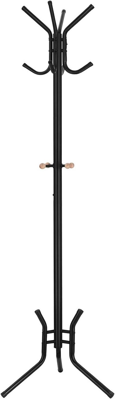 Cuier cu 12 agatatori Vasagle, 49x176 cm, otel cu invelis rezistent la rugina, negru