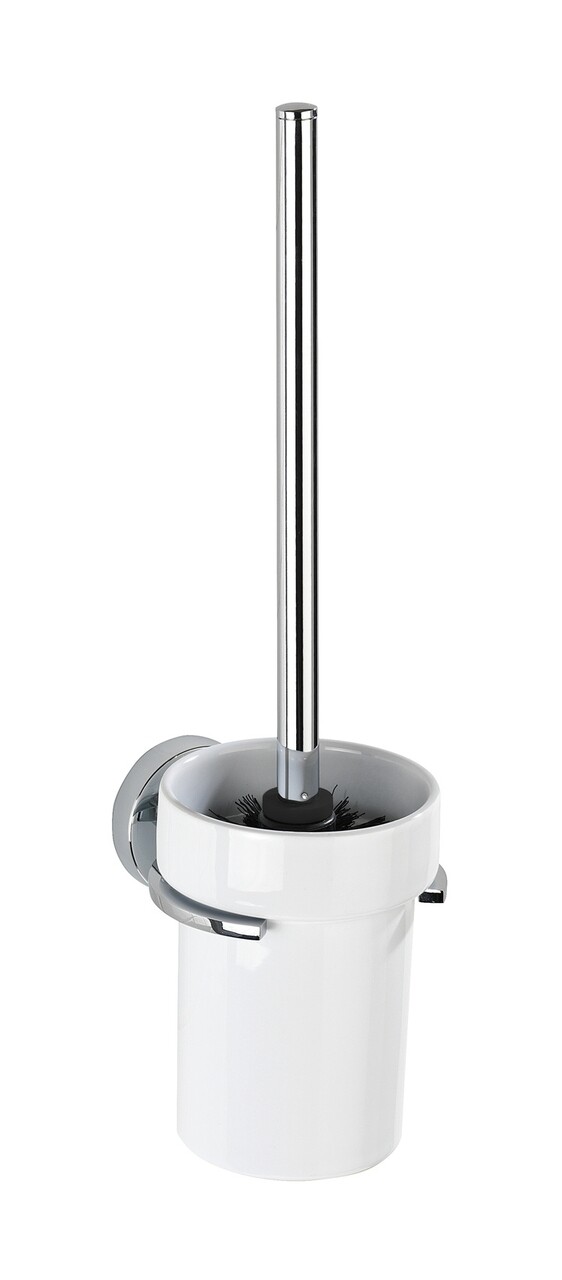 Perie pentru toaleta cu suport autoadeziv, Wenko, Capri Vacuum-Loc®, 11 x 37 x 14.5 cm, metal/ceramica