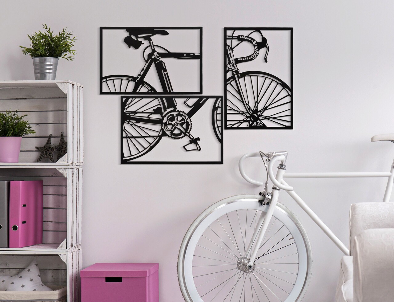 Set 3 decoratiuni de perete Bike, Mauro Ferretti, 40x60 cm, fier, multicolor - 1 | YEO