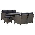 Set mobilier pentru gradina/terasa 6 piese Baxter, 171x65x73 cm/ 145x74x67 cm, otel/poliester, gri/negru