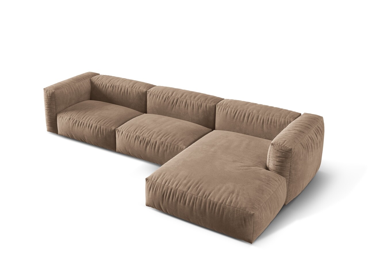 Coltar modular dreapta 3 locuri, Martina-120, Micadoni Home, 332x176x75 cm, catifea, bej inchis - 1 | YEO