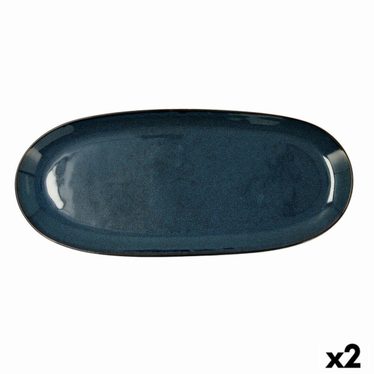 Set 2 Platouri, Bidasoa, Ikonic, 36 X 16 Cm, Ceramica, Albastru