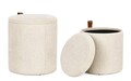 Set 2 taburete cu spatiu de depozitare Katia, Bizzotto, 34.5x36 cm/39x44 cm, MDF/poliester, natural