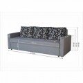 Canapea Extensibila Firenze Grey Black Flower 218x85x85 cm + lada de depozitare