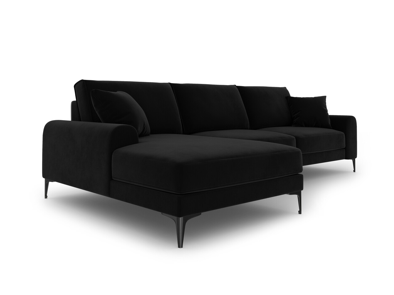 Coltar stanga, Madara, Mazzini Sofas, 5 locuri, 254x182x90 cm, catifea, negru - 2 | YEO