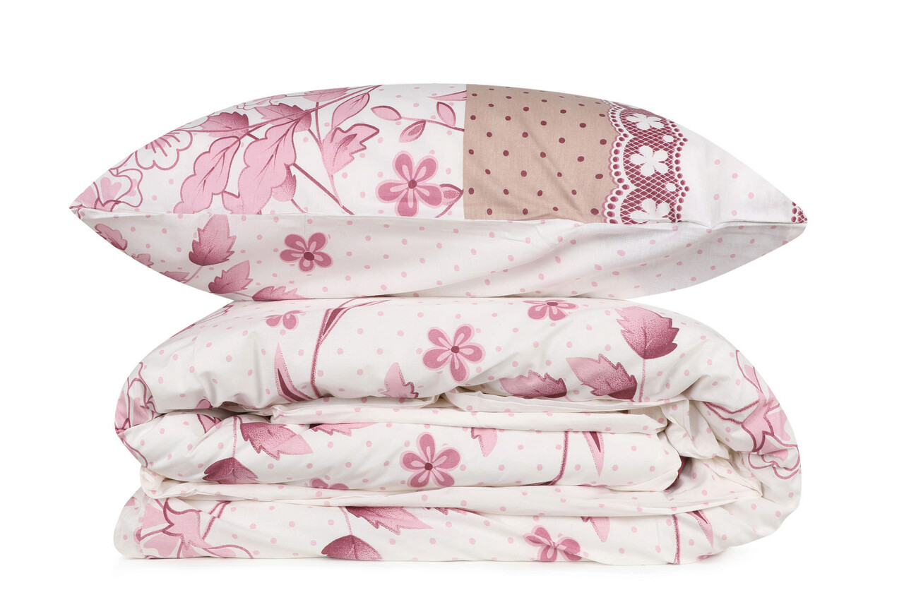 Lenjerie de pat pentru o persoana (FR), Sudenaz - Pink, Pearl Home, Bumbac Ranforce - 2 | YEO