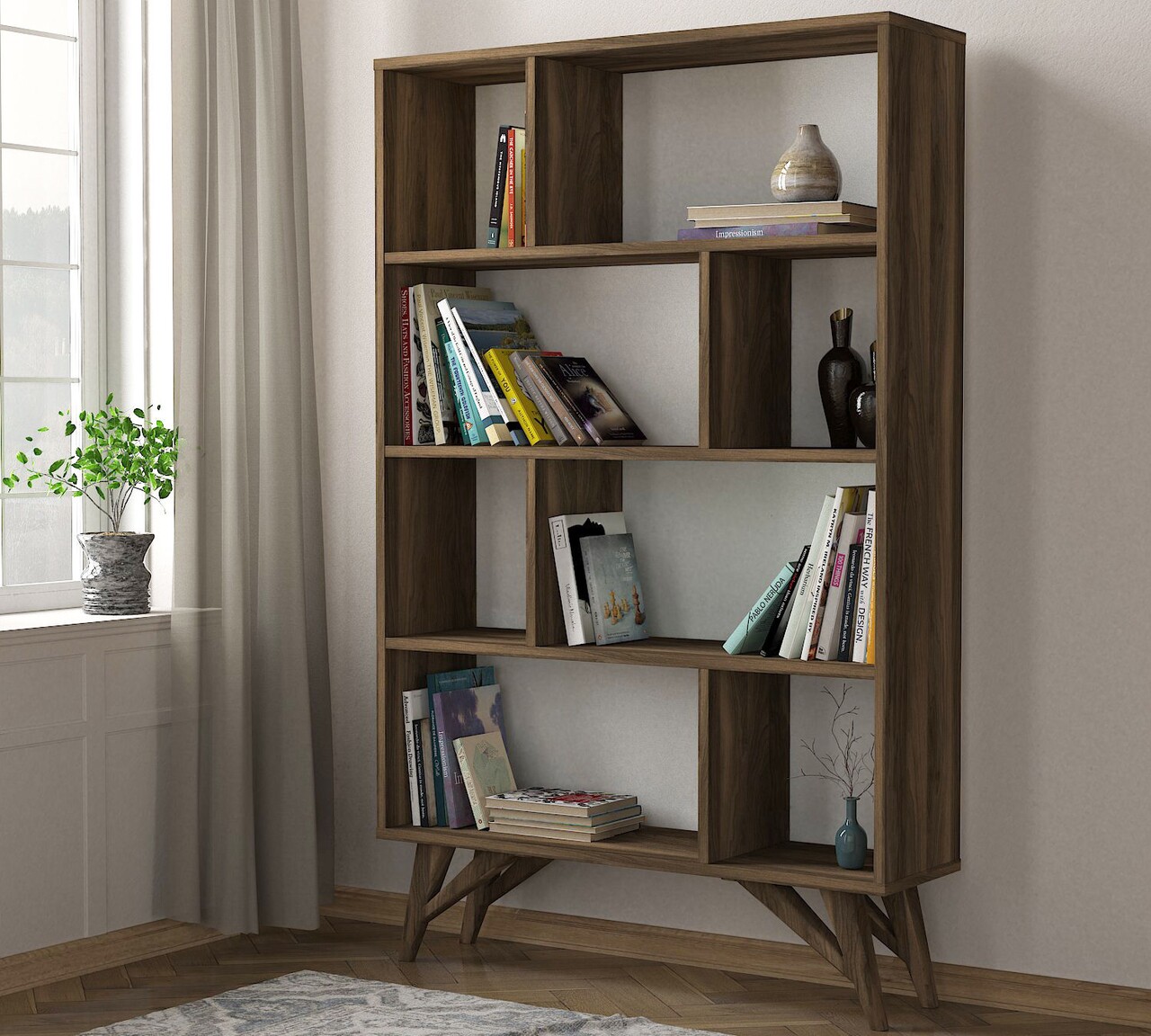 Biblioteca Flamingo, Tera Home, 90x25x143.6 cm, maro - 2 | YEO