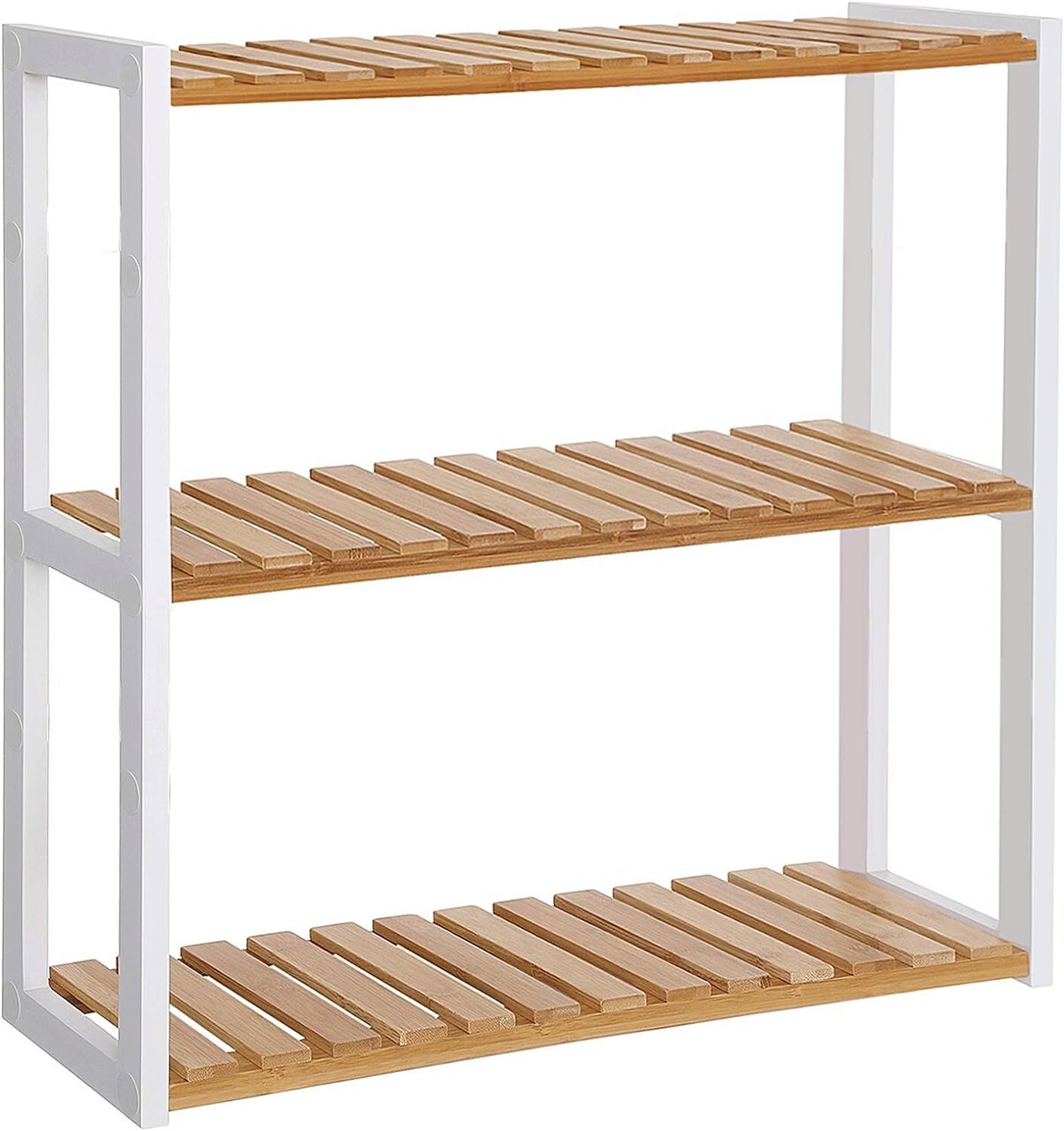 Raft de depozitare multifunctional Vasagle, 60x15x55 cm, bambus, alb/natural