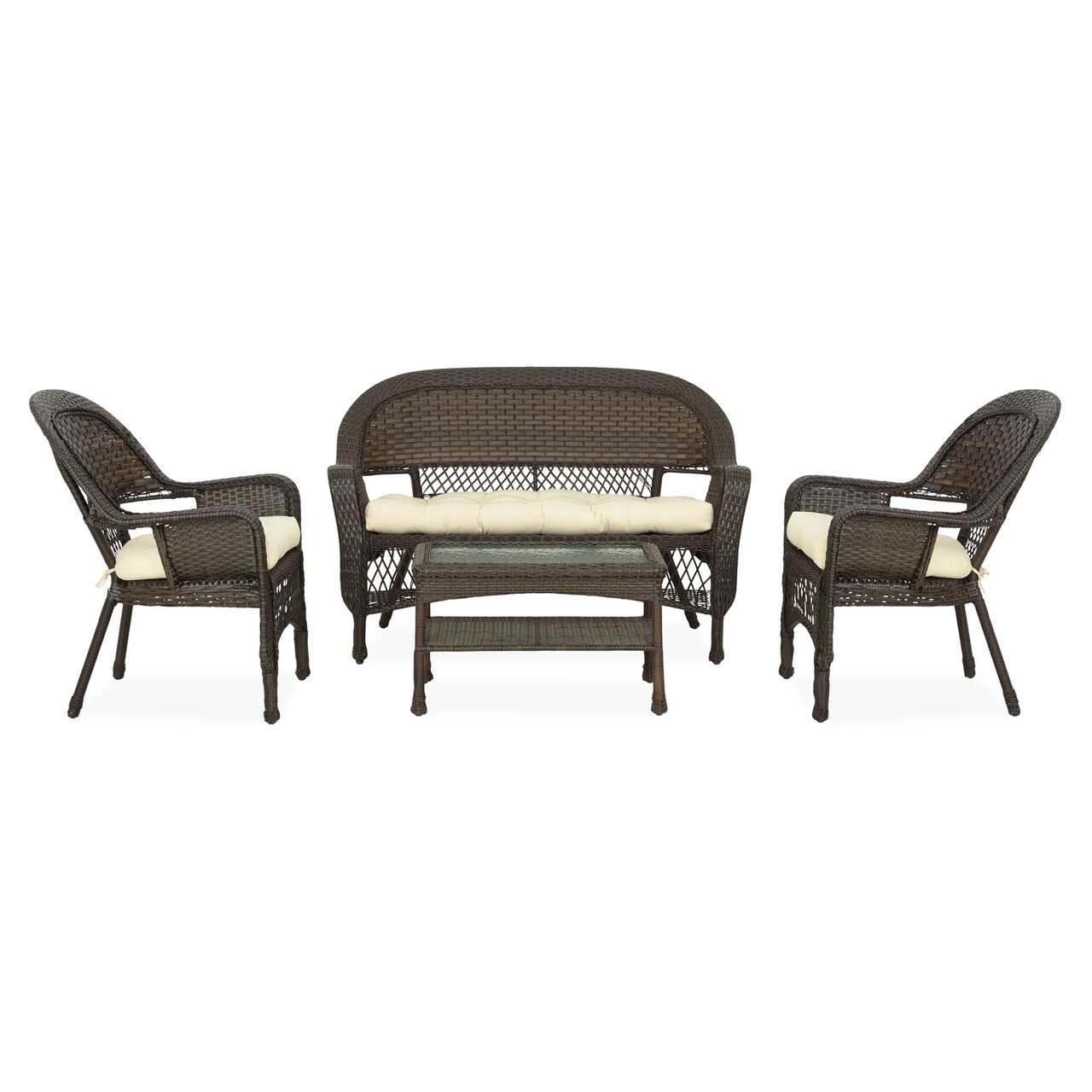 Set mobilier gradina/terasa, Barbara, 4 piese, otel, maro/bej