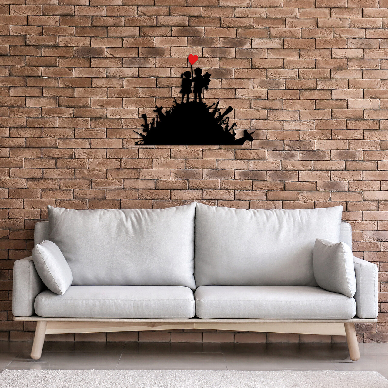 Decoratiune de perete, Banksy, Metal, Dimensiune: 52 x 70 cm, Negru/Rosu - 2 | YEO