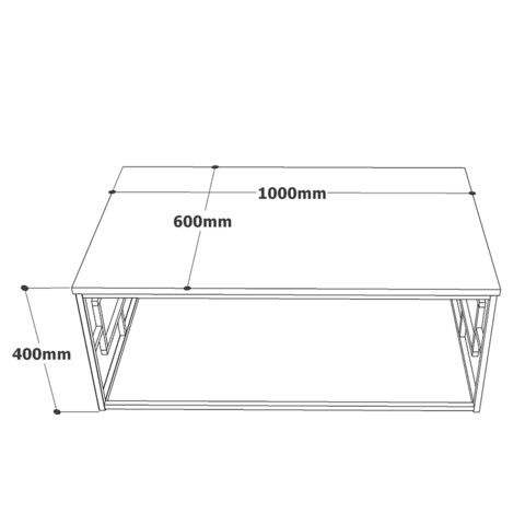 Masuta de cafea, Locelso, VG12-LB, 100 x 40 x 60 cm, pal melaminat, negru/auriu