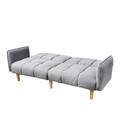 Canapea extensibila 3 locuri Sonus, Homla, 195x91x83 cm, lemn/catifea din poliester, gri