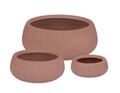 Set ghivece pentru exterior 3 piese Ribbed, Bizzotto, Ø43 x 18 cm, fibra de sticla si argila, teracota