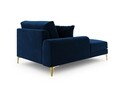 Sezlong living stanga, Madara, Mazzini Sofas, gold legs, 102x182x90 cm, catifea, albastru regal