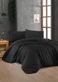 Lenjerie de pat dubla King, 3 piese, 220x240 cm, 60x60 cm, 100% bumbac ranforce, Patik, Black, negru