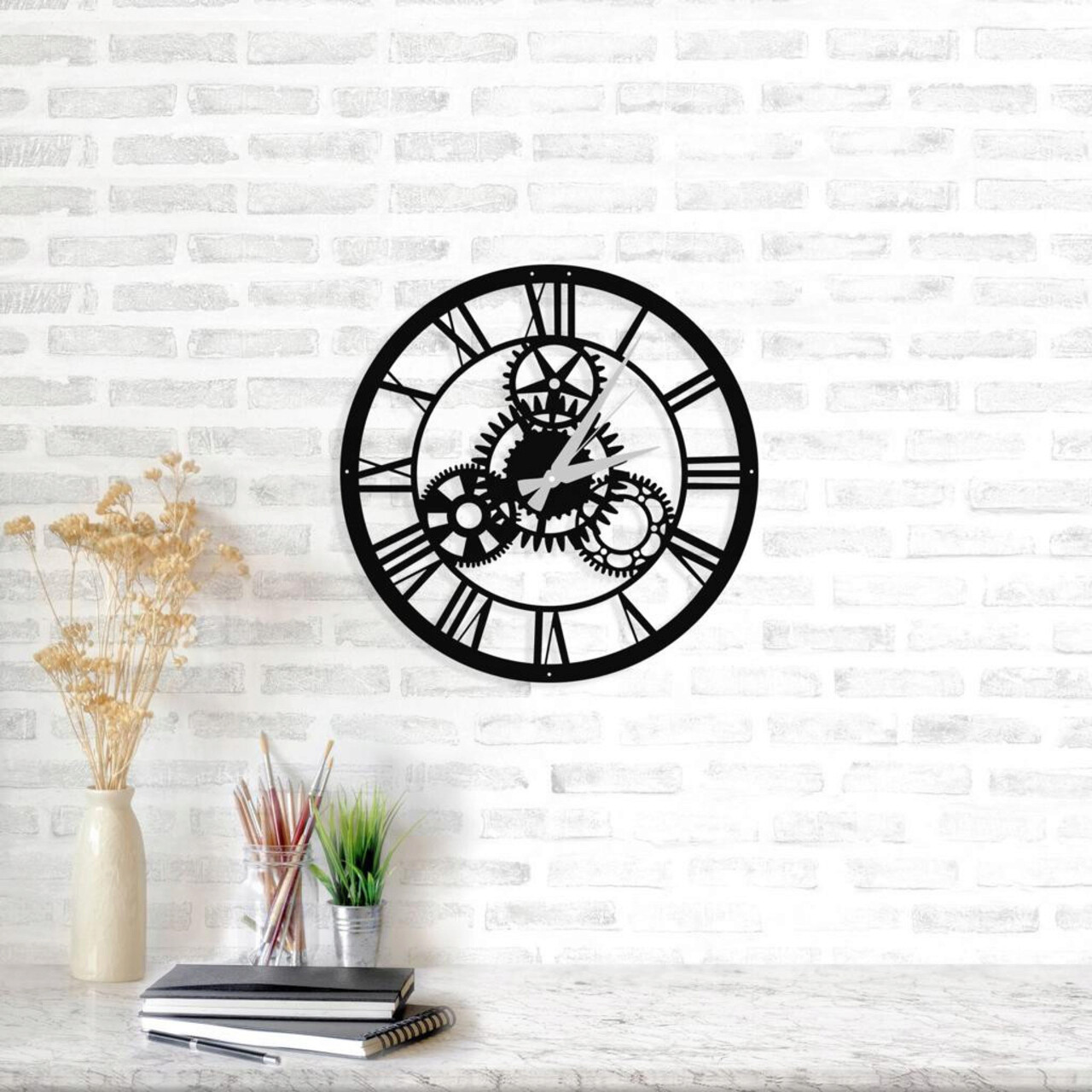 Ceas de perete, Davin Clock, Metal, Dimensiune: 46 x 46 cm, Negru