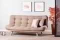 Canapea extensibila Misa Sofabed, Futon, 3 locuri, 198x128 cm, metal, mink