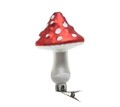 Set 3 globuri Mushroom w dot on, Decoris, 6.5x9 cm, sticla, rosu/alb