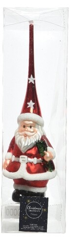 Varf pentru brad Santa, Decoris, 8x28 cm, sticla, multicolor
