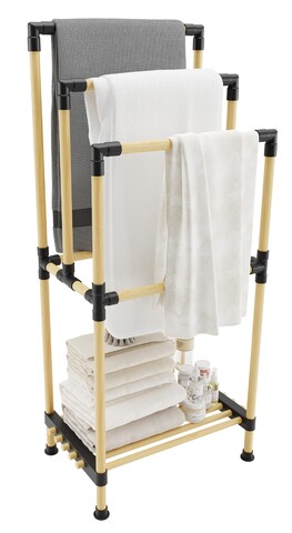 Organizator multifunctional, Seowood, 97/87/77 x 49 x 28 cm, lemn solid, natur