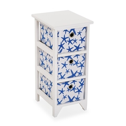 Organizator pentru baie cu 3 cosuri Blue Sea, Versa, 23x29x58 cm, lemn de paulownia