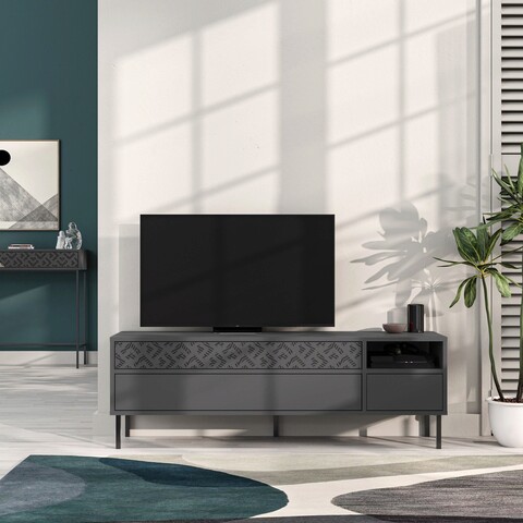Comoda TV, Homitis, Heaton, 144.6x48.4x35.6cm, Antracit