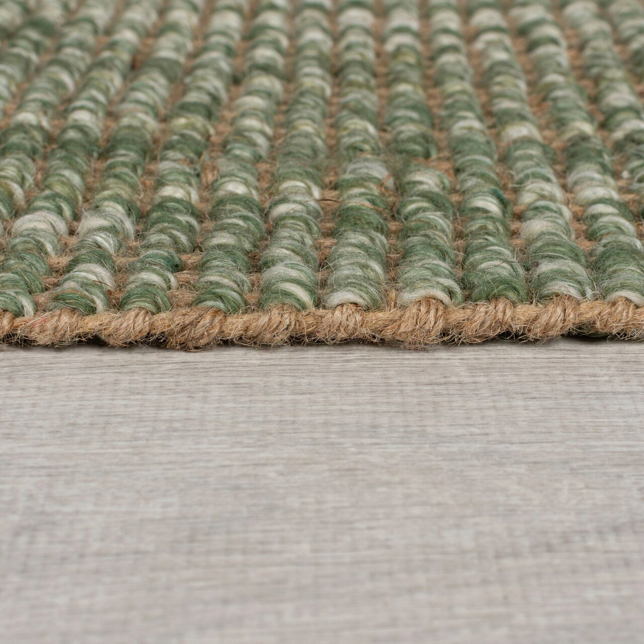 Covor cu 2 fete Jute Ombre Green, Flair Rugs, 200x290 cm, iuta/lana, verde