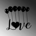 Decoratiune de perete, Balloons Love, Metal, Dimensiune: 70 x 63 cm, Negru