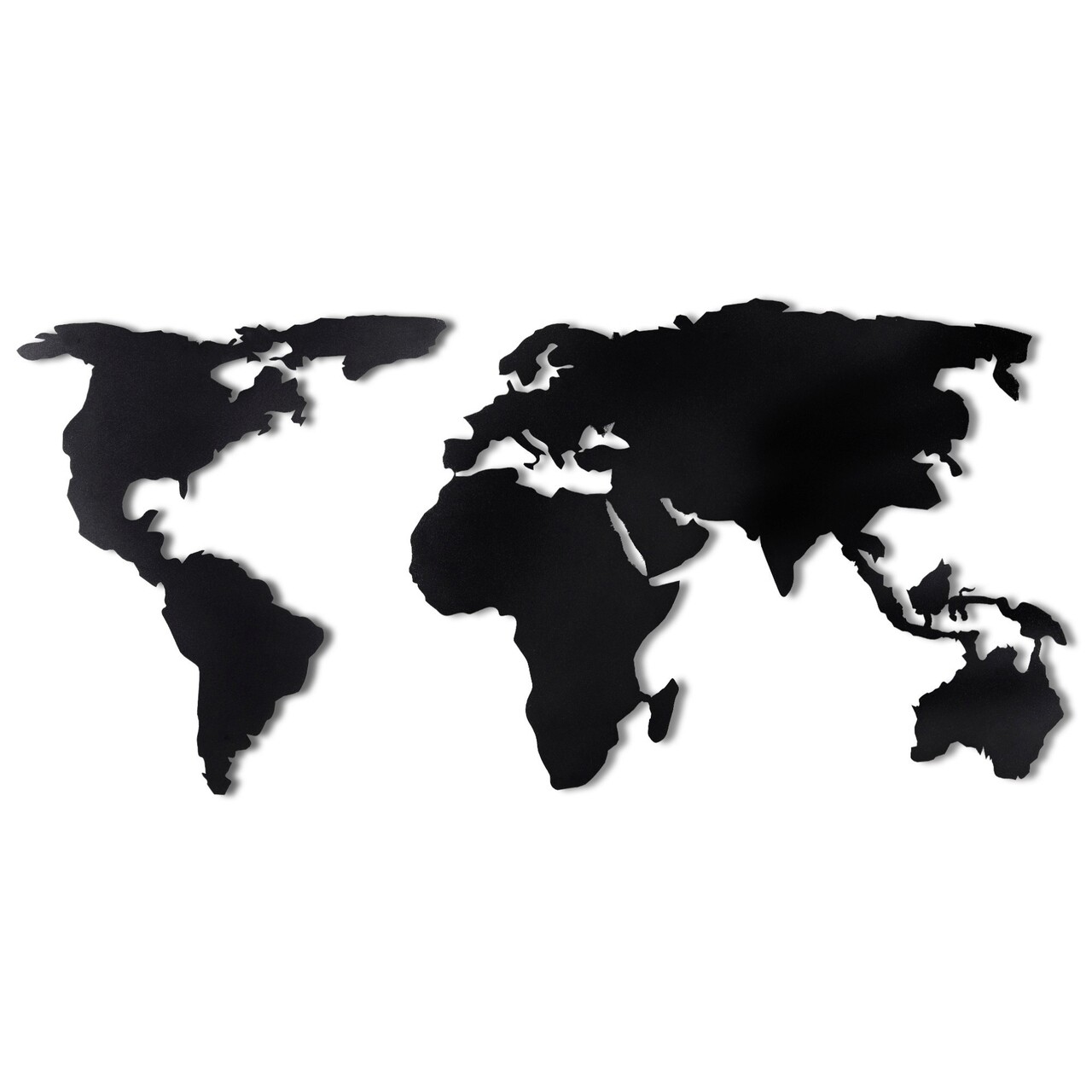 Decoratiune de perete, World Map Silhouette, Metal, Dimensiune: 60 x 120 cm, Negru - 1 | YEO