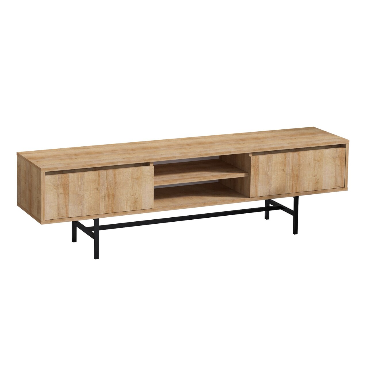 Comoda TV Matias, Elegance, 180x50x40 cm, natural/negru - 2 | YEO