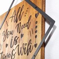 Decoratiune de perete, All You Need İs Love Wifi, 50% lemn/50% metal, Dimensiune: 54 x 54 cm, Nuc / Negru