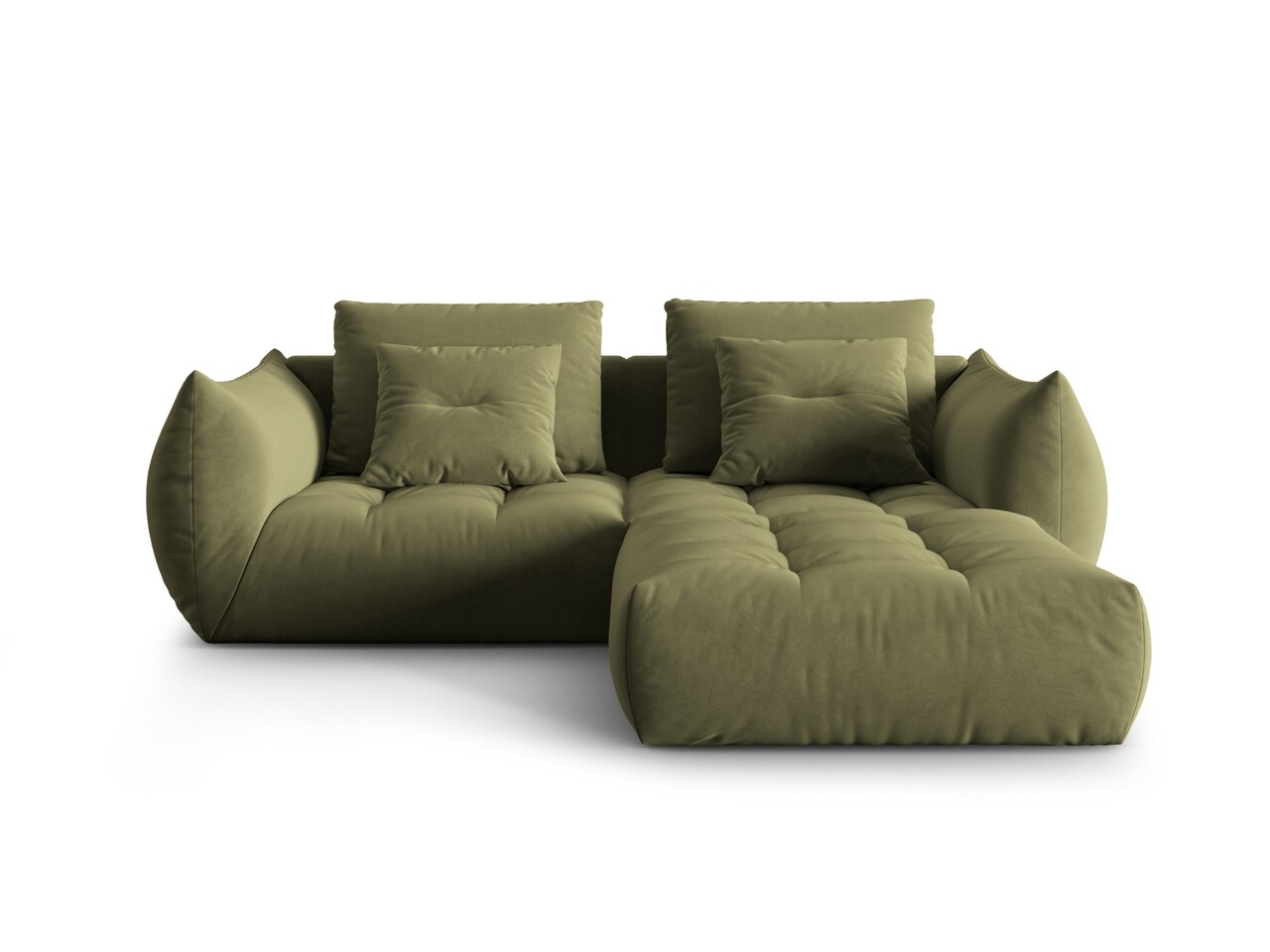 Coltar modular reversibil 3 locuri, Bloom-184, Micadoni Home, 232x216x95 cm, catifea, verde deschis - 1 | YEO