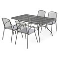 Set mobilier gradina/terasa, 4 scaune + masa, Berlin, otel, negru/gri