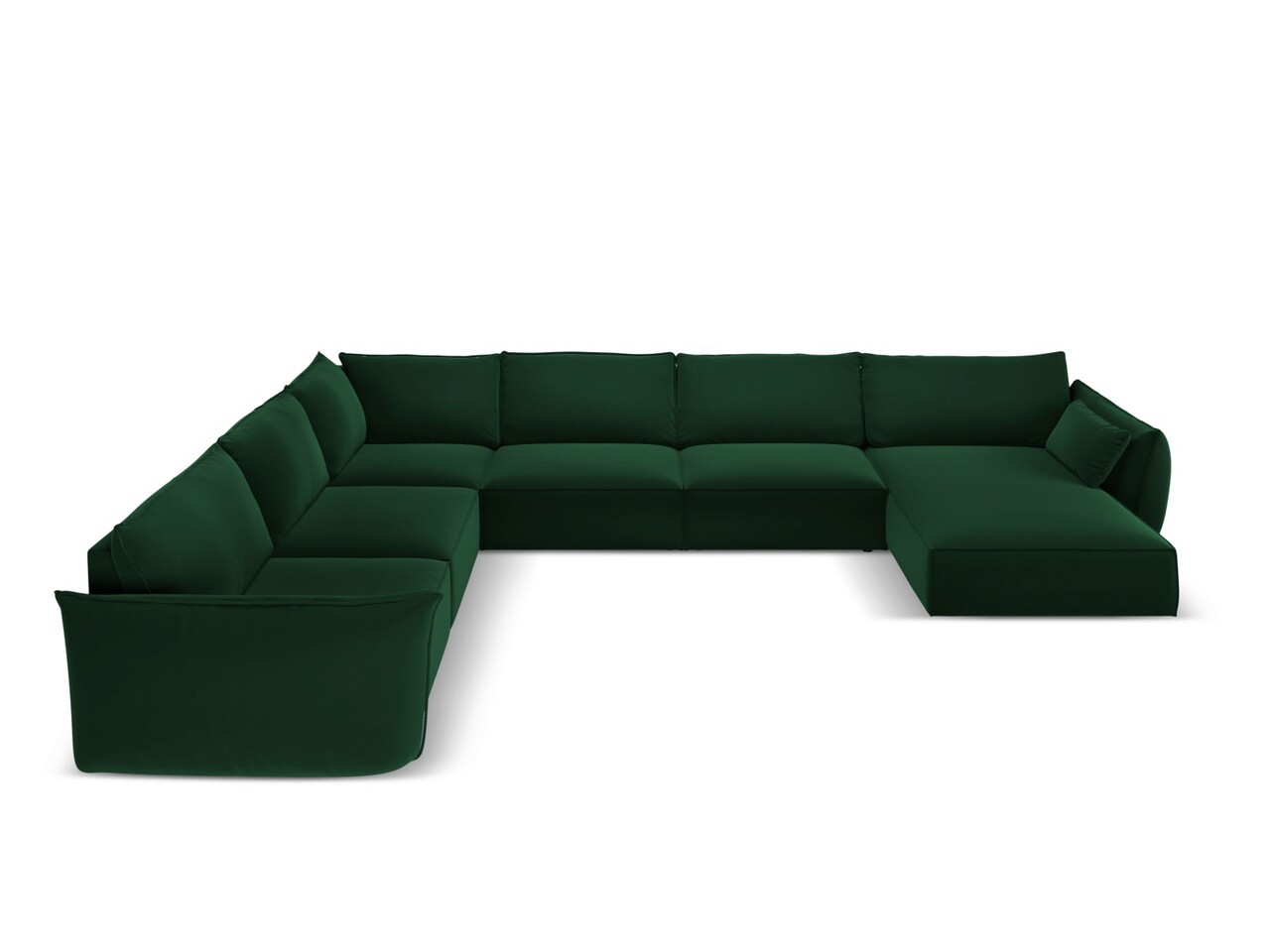 Coltar panoramic stanga 8 locuri, Kaelle, Micadoni Home, BL, 384x284x85 cm, catifea, verde bottle