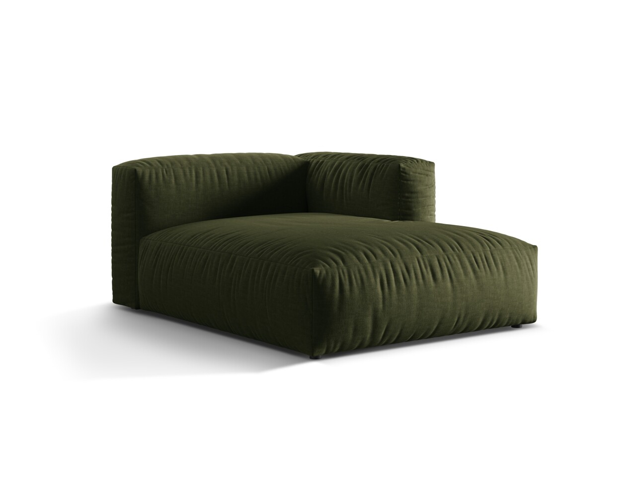 Sezlong modular living dreapta 1 loc, Martina-169, Micadoni Home, 176x123x75 cm, tesatura structurata catifelata, verde