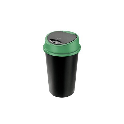 Cos de gunoi Bingo cu capac push, colectare selectiva, plastic, 25 L, verde