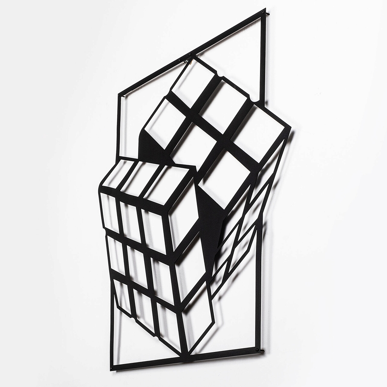 Decoratiune de perete, Rubik's Cube, Metal, Dimensiune: 64 x 69 cm, Negru - 2 | YEO