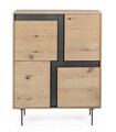 Bufet inferior Stanwood, Bizzotto, 90 x 40 x 120 cm, MDF/furnir din lemn de stejar