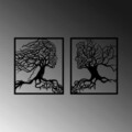 Decoratiune de perete, Tree Man And Woman, Metal, 50 x 58 cm, 2 piese, Negru